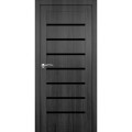 Двери Portalino PL-02 сонома темная стекло черное