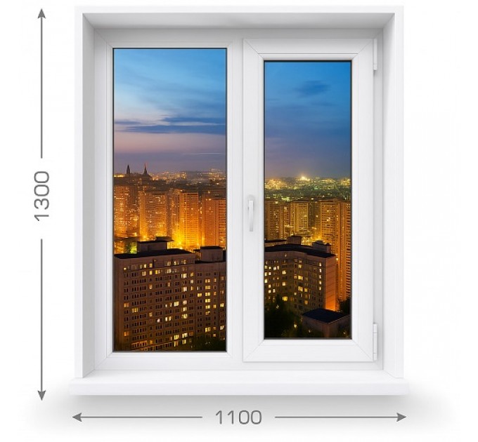 Пластиковое окно двухстворчатое Вікна Нові (1100Х1300)